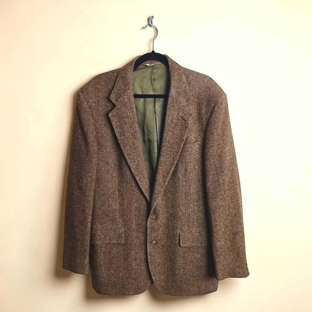 Vtg USA Cross and Winsor 100%Wool Elegant Brown Men's Blazer Jacket